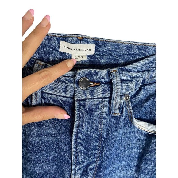Good American Good Curve Straight Leg Distressed Jeans-sz 26 - Picture 8 of 11